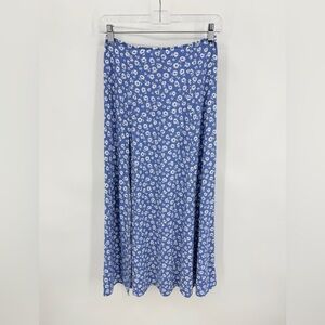 Reformation Zoe Floral Print Midi Skirt Blue Size 4